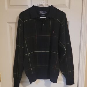 Vintage Polo Ralph Lauren 100% Wool Tartan Plaid Knit Sweater- Men's Size L